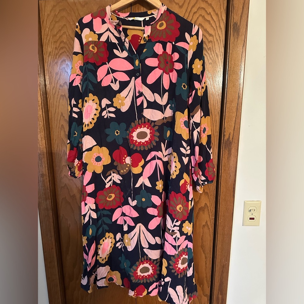 Boden Multicolor Floral Long Sleeve Dress
